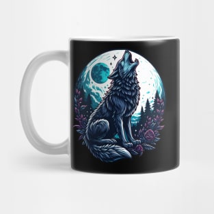 Wolf Howling at the Moon Mug